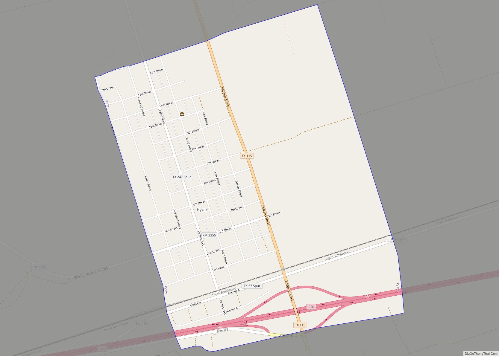 Map of Pyote town