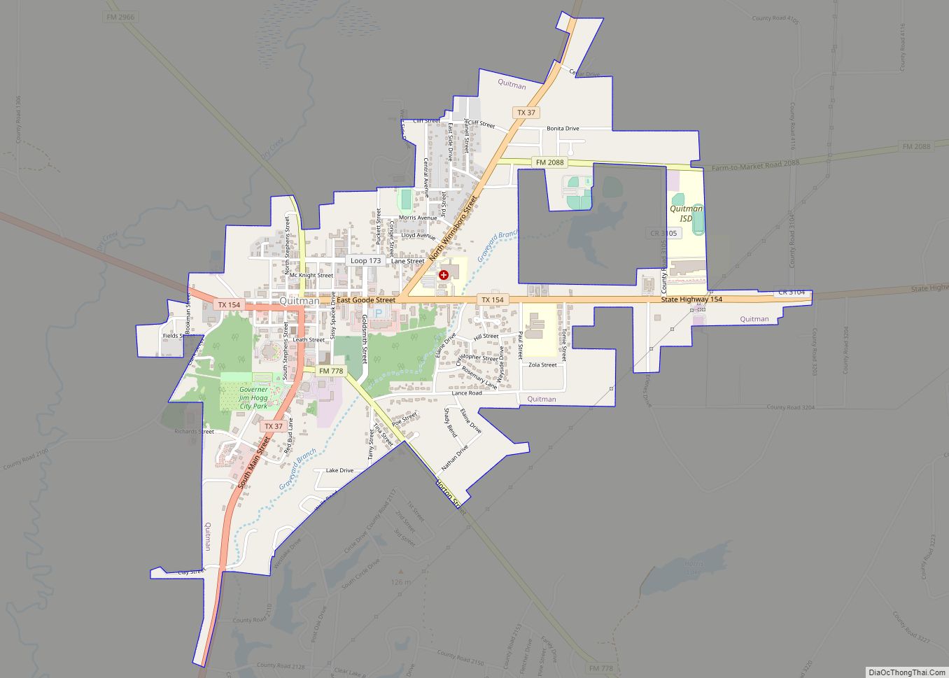 Map of Quitman city, Texas