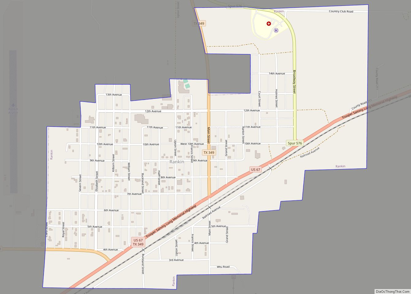 Map of Rankin city, Texas