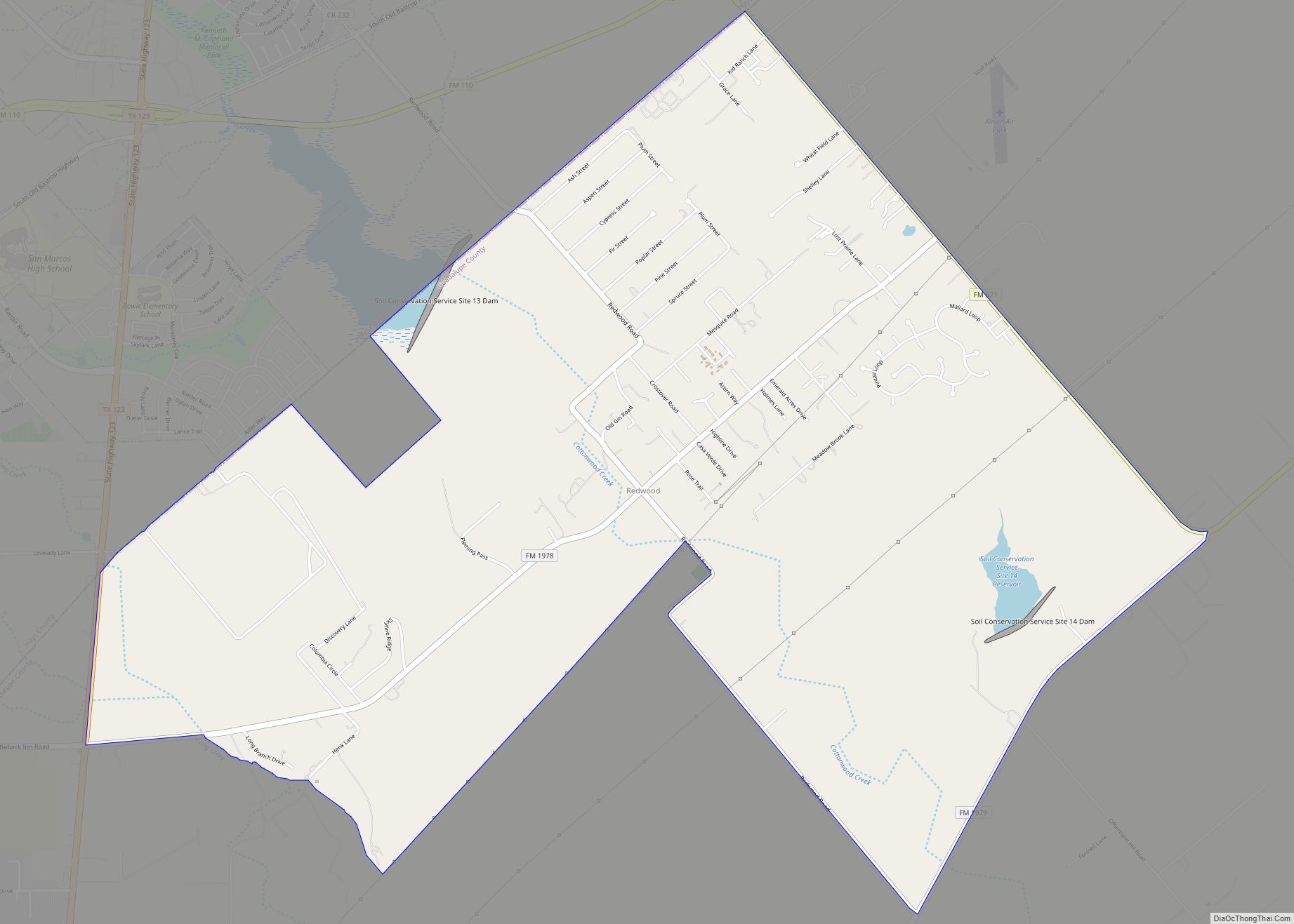 Map of Redwood CDP, Texas