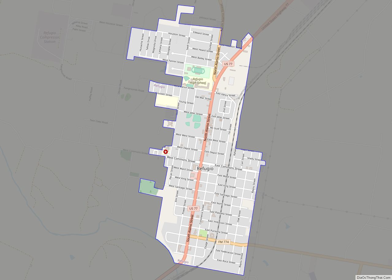 Map of Refugio town