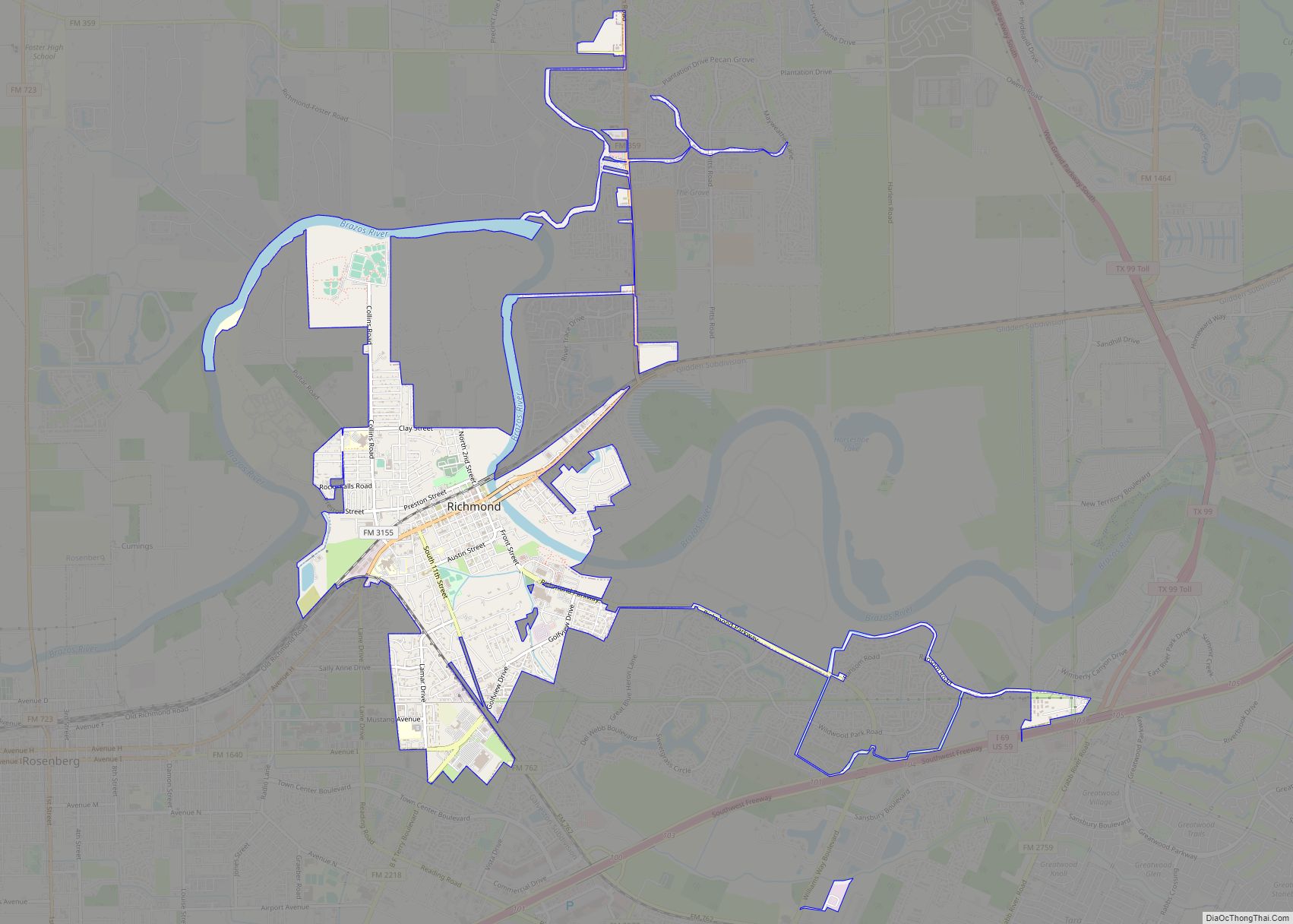 Map of Richmond city, Texas