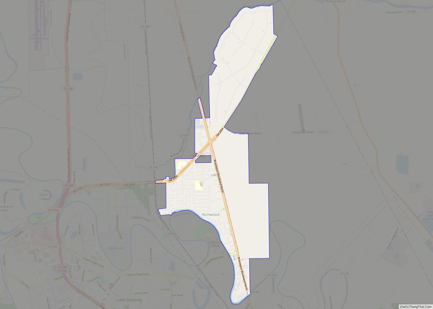 Map of Richwood city, Texas