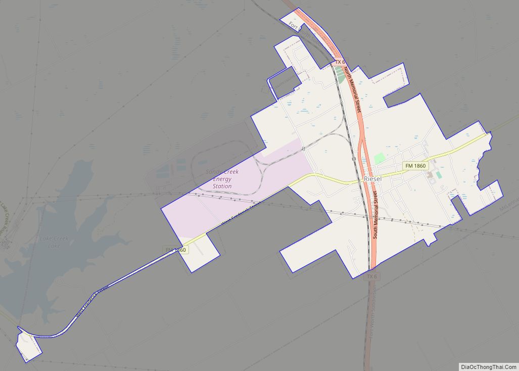 Map of Riesel city