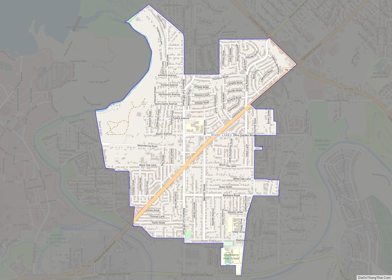 Map of River Oaks city