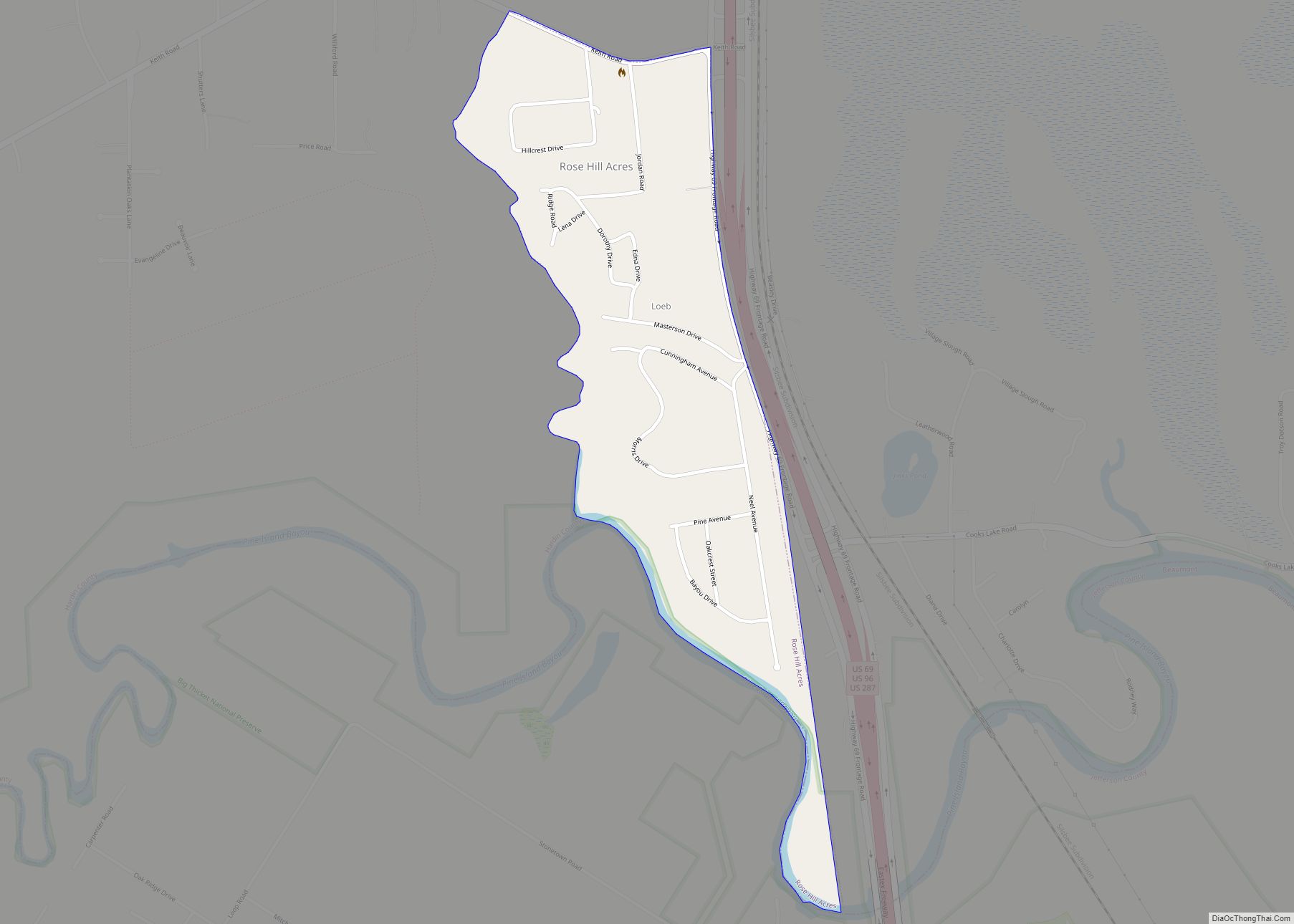 Map of Rose Hill Acres city