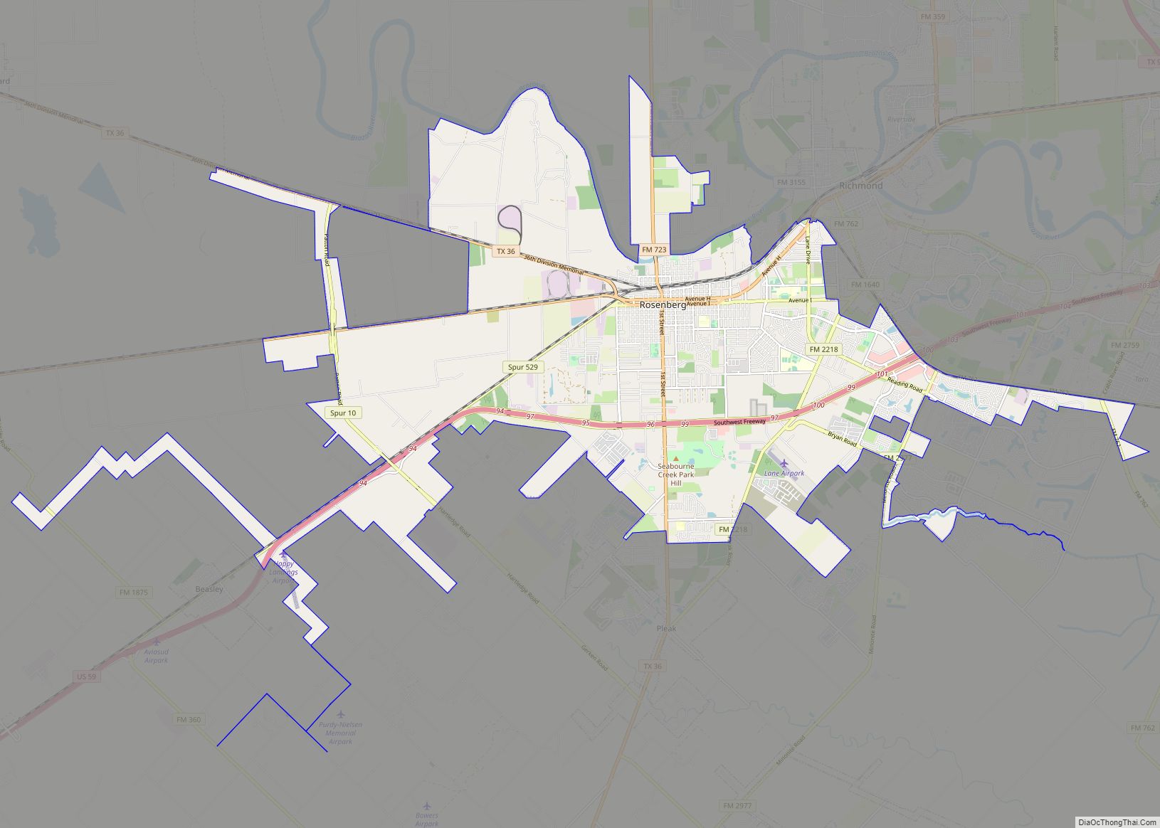 Map of Rosenberg city