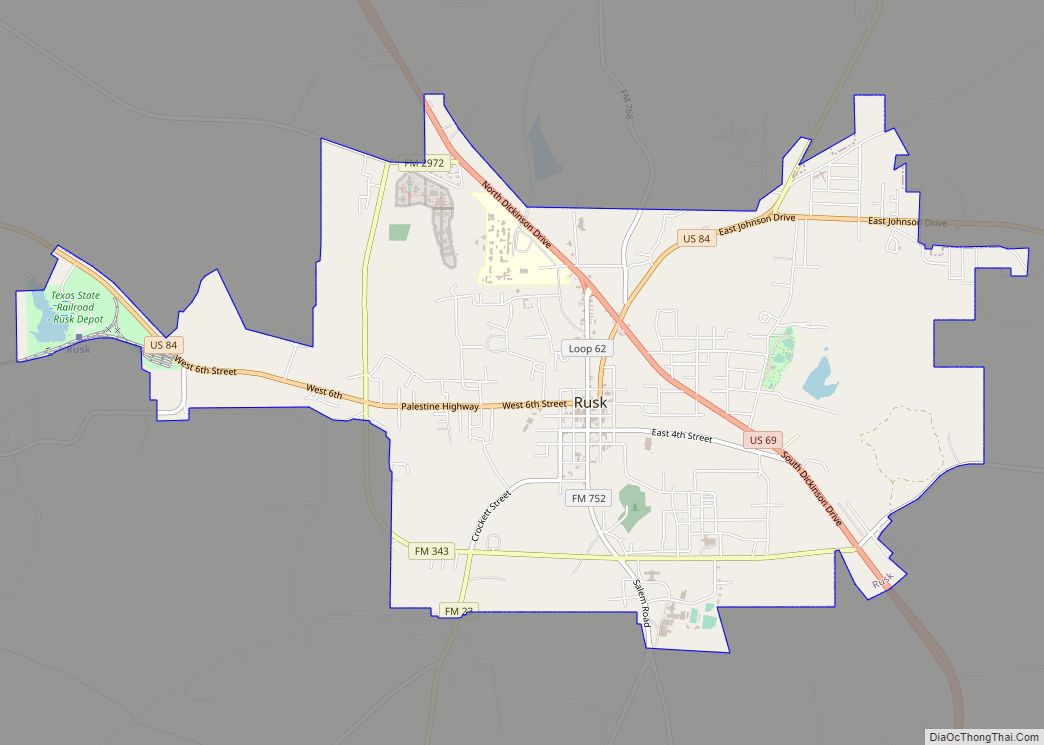 Map of Rusk city