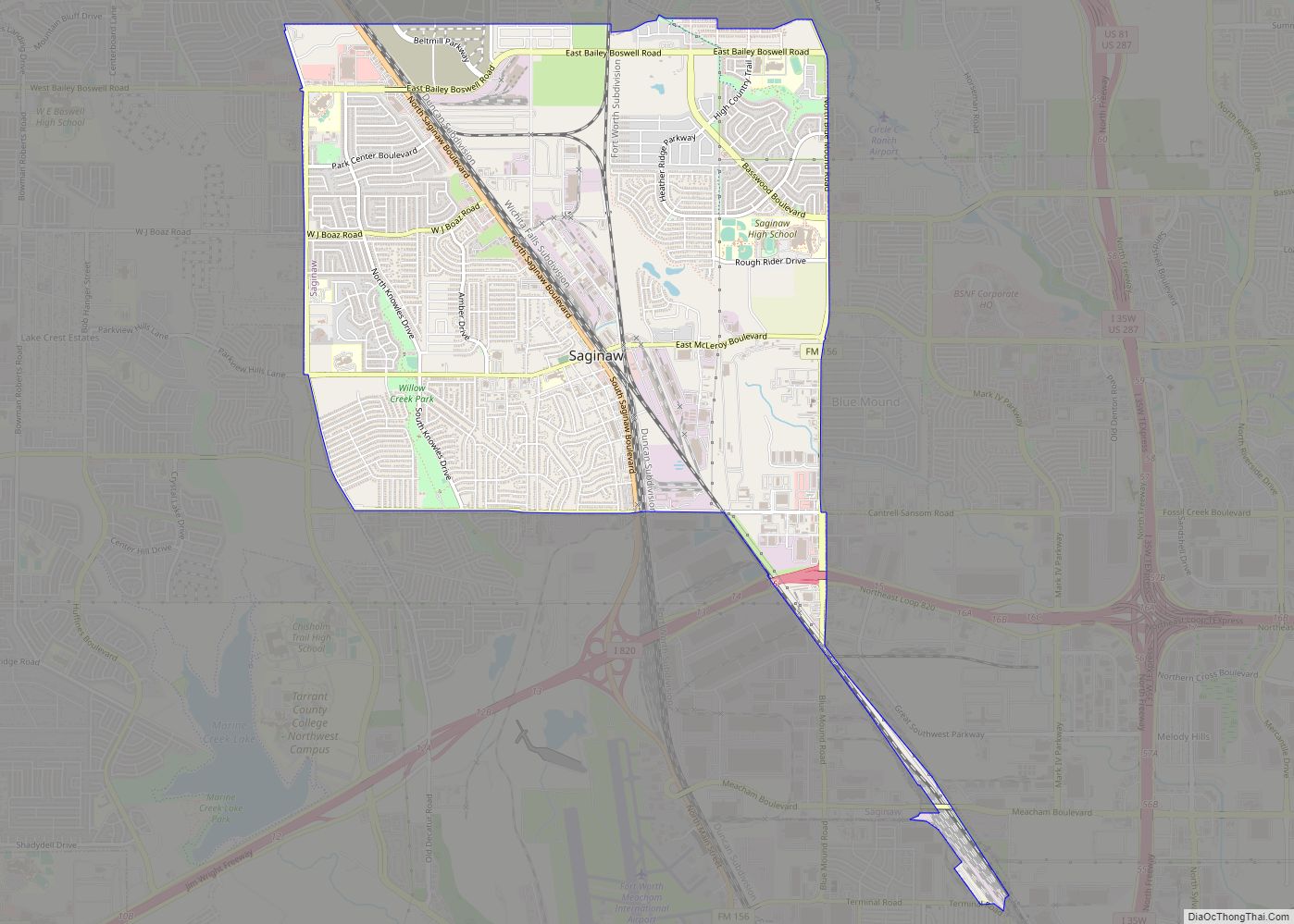 Map of Saginaw city, Texas