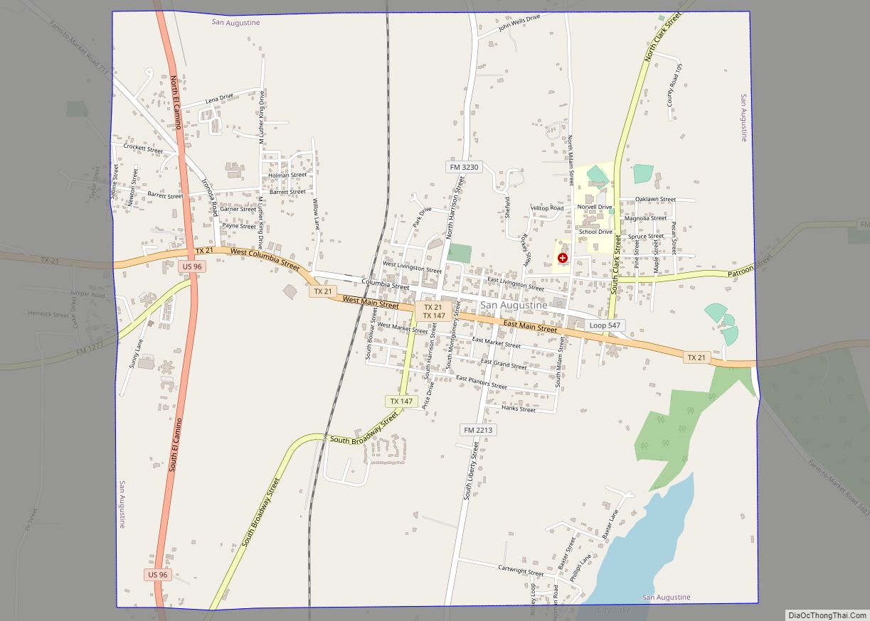 Map of San Augustine city
