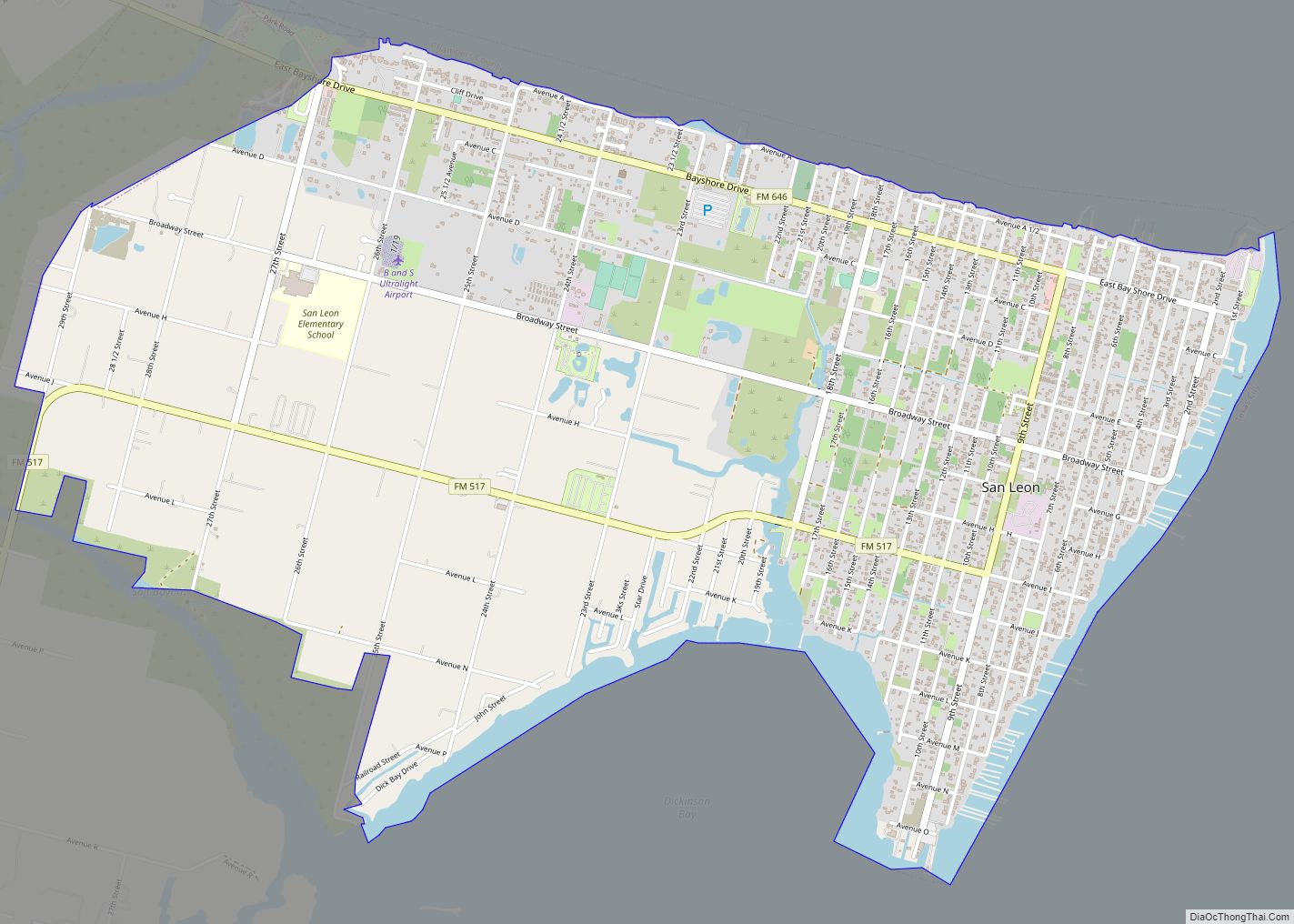 Map of San Leon CDP