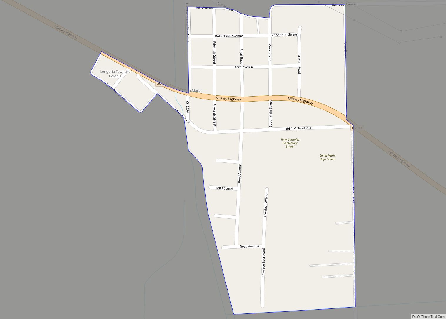 Map of Santa Maria CDP, Texas