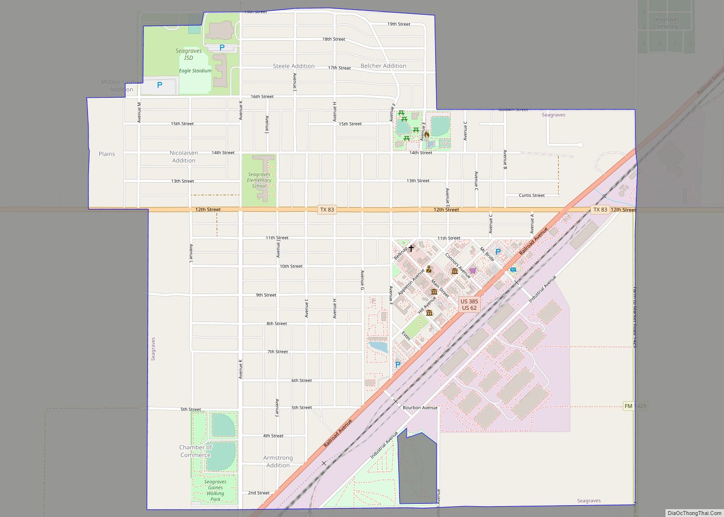 Map of Seagraves city