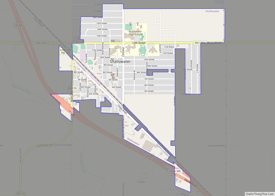 Map of Shallowater city