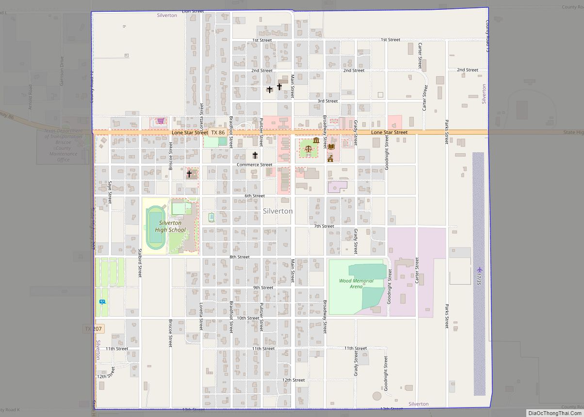 Map of Silverton city, Texas