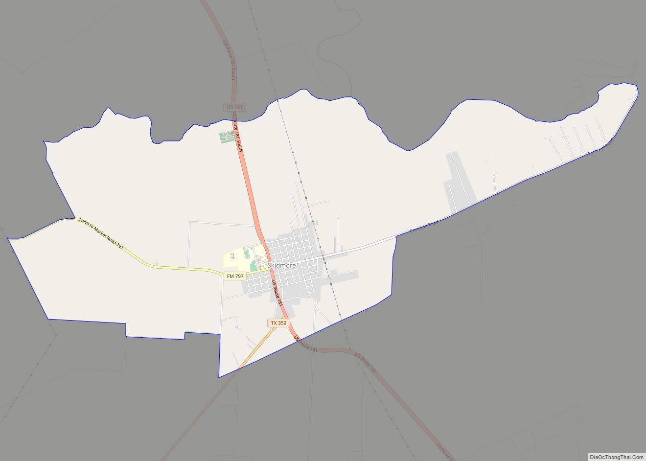 Map of Skidmore CDP, Texas