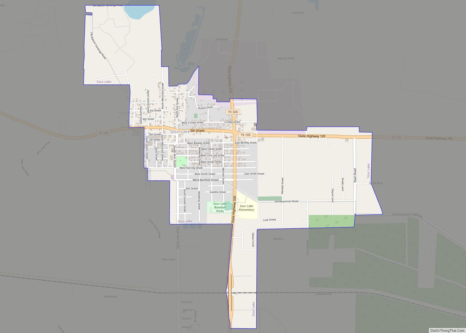 Map of Sour Lake city