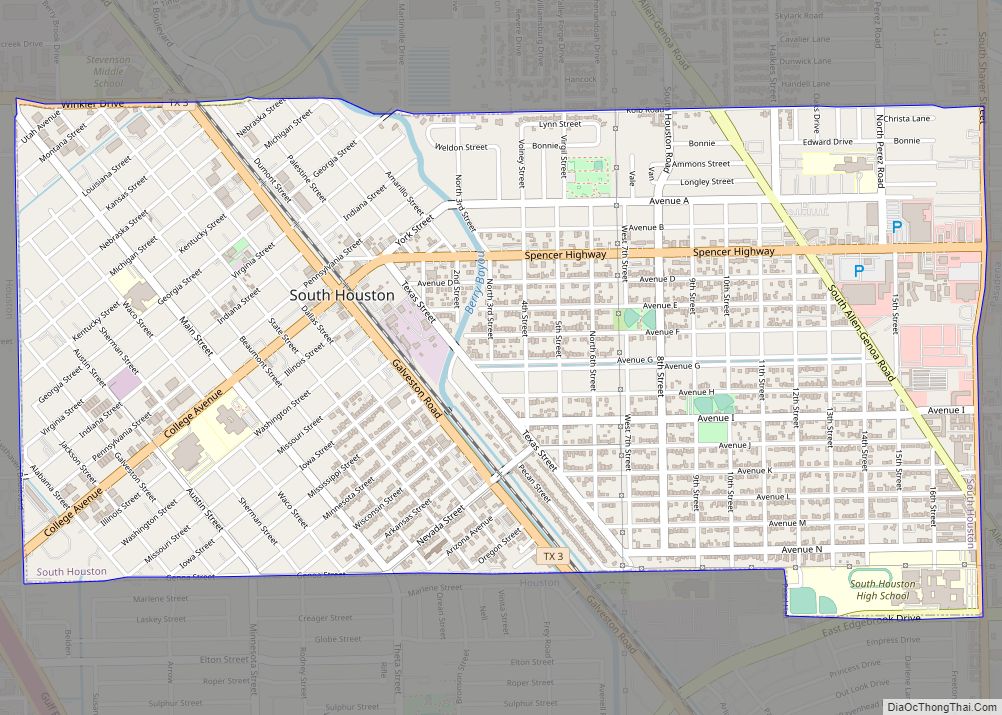 Map of South Houston city