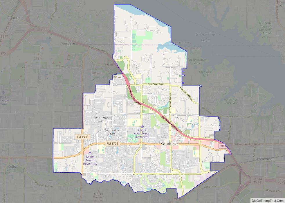 Map of Southlake city