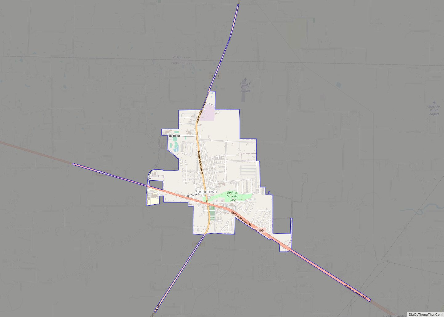 Map of Springtown city, Texas