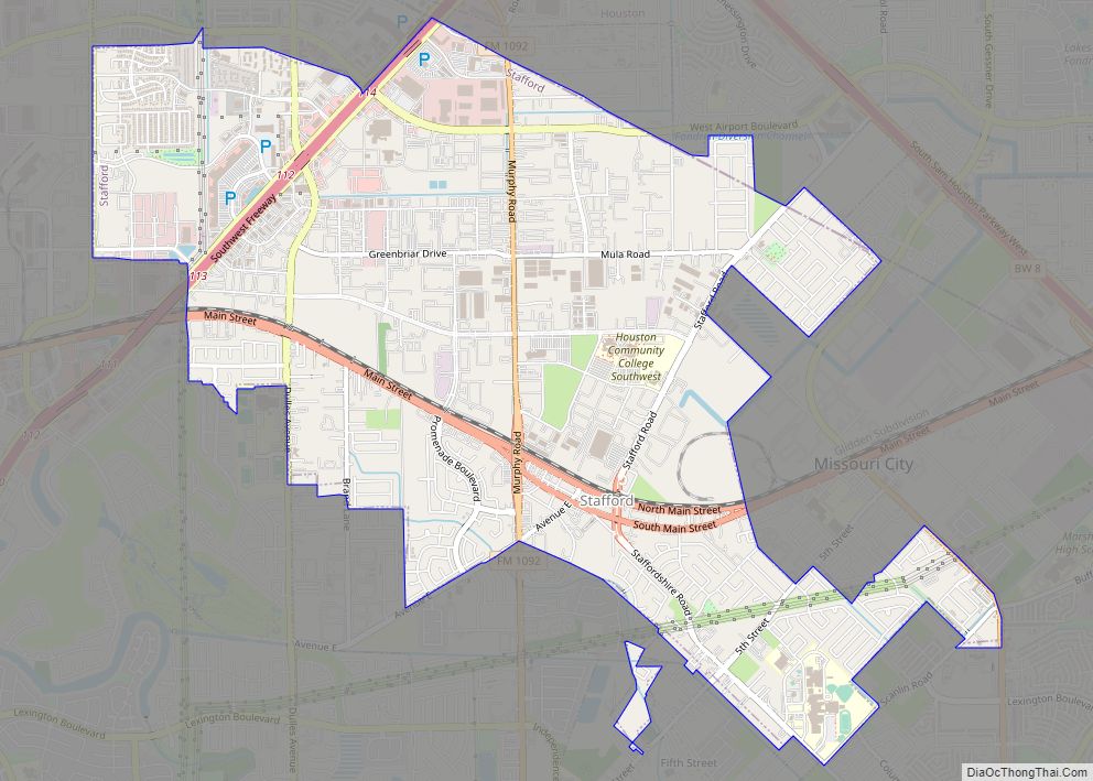 Map of Stafford city, Texas