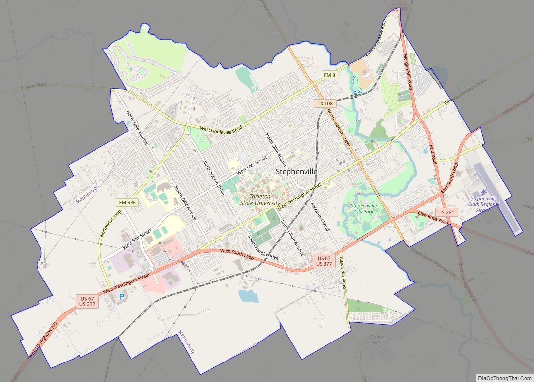 Map of Stephenville city