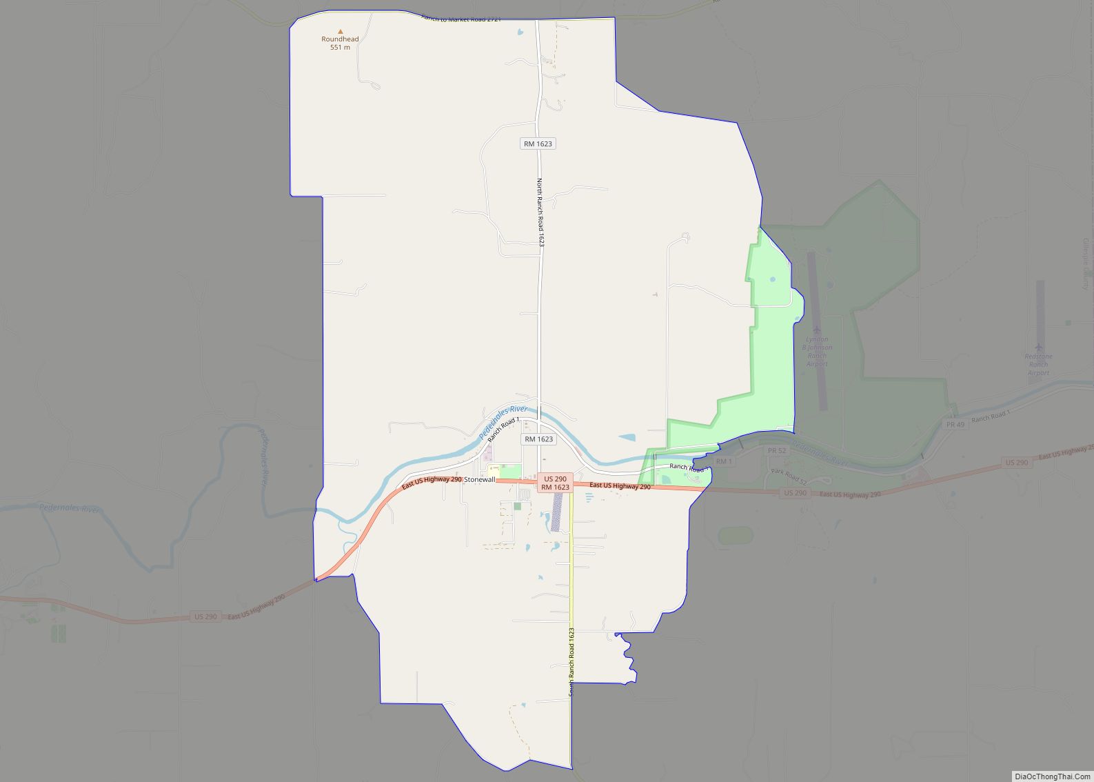 Map of Stonewall CDP, Texas
