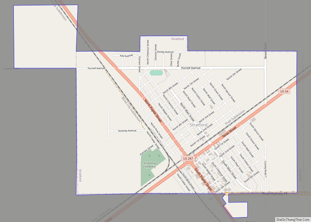 Map of Stratford city, Texas