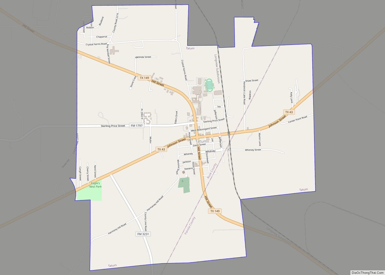 Map of Tatum city, Texas