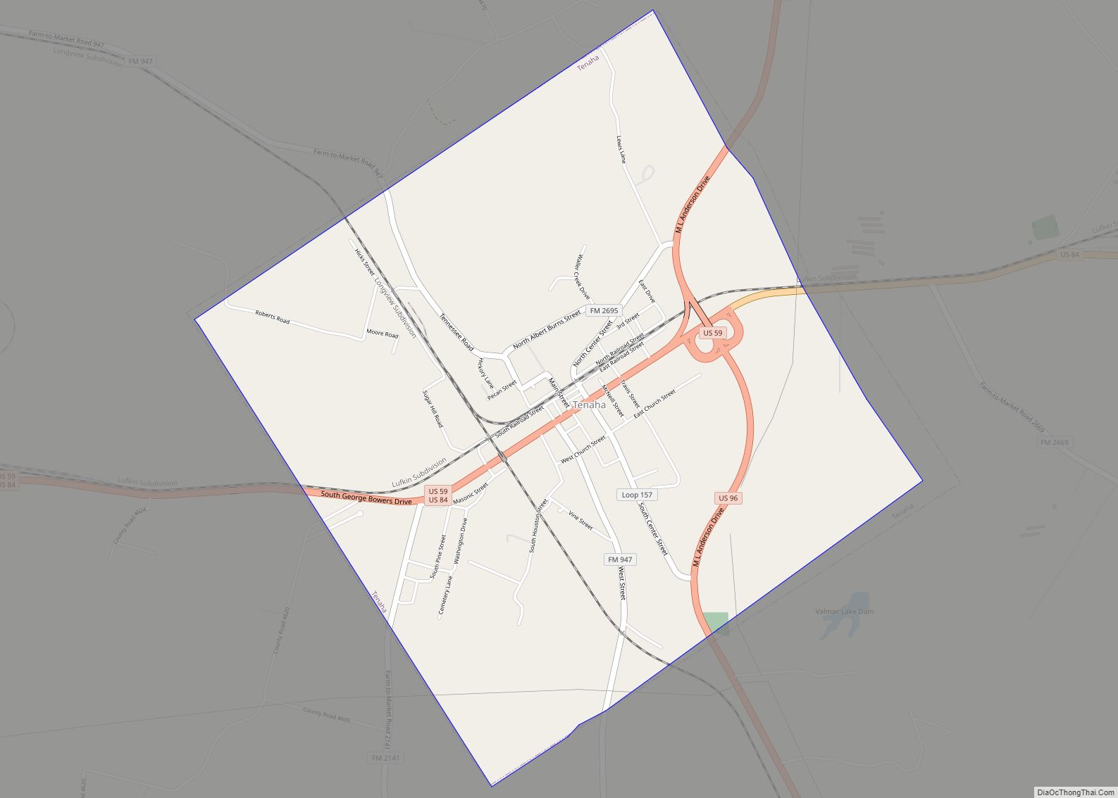 Map of Tenaha town