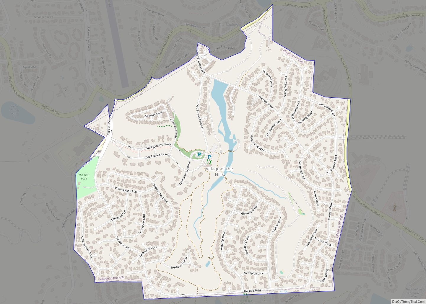 Map of The Hills village