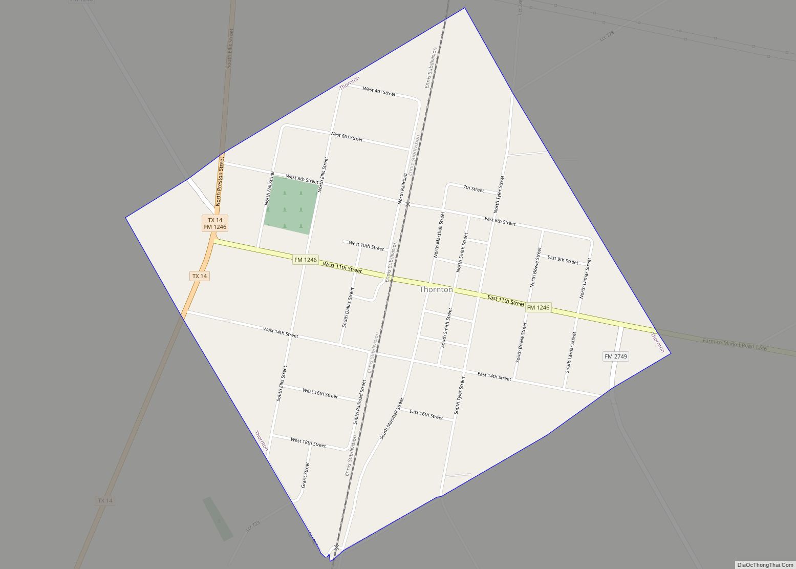 Map of Thornton town, Texas