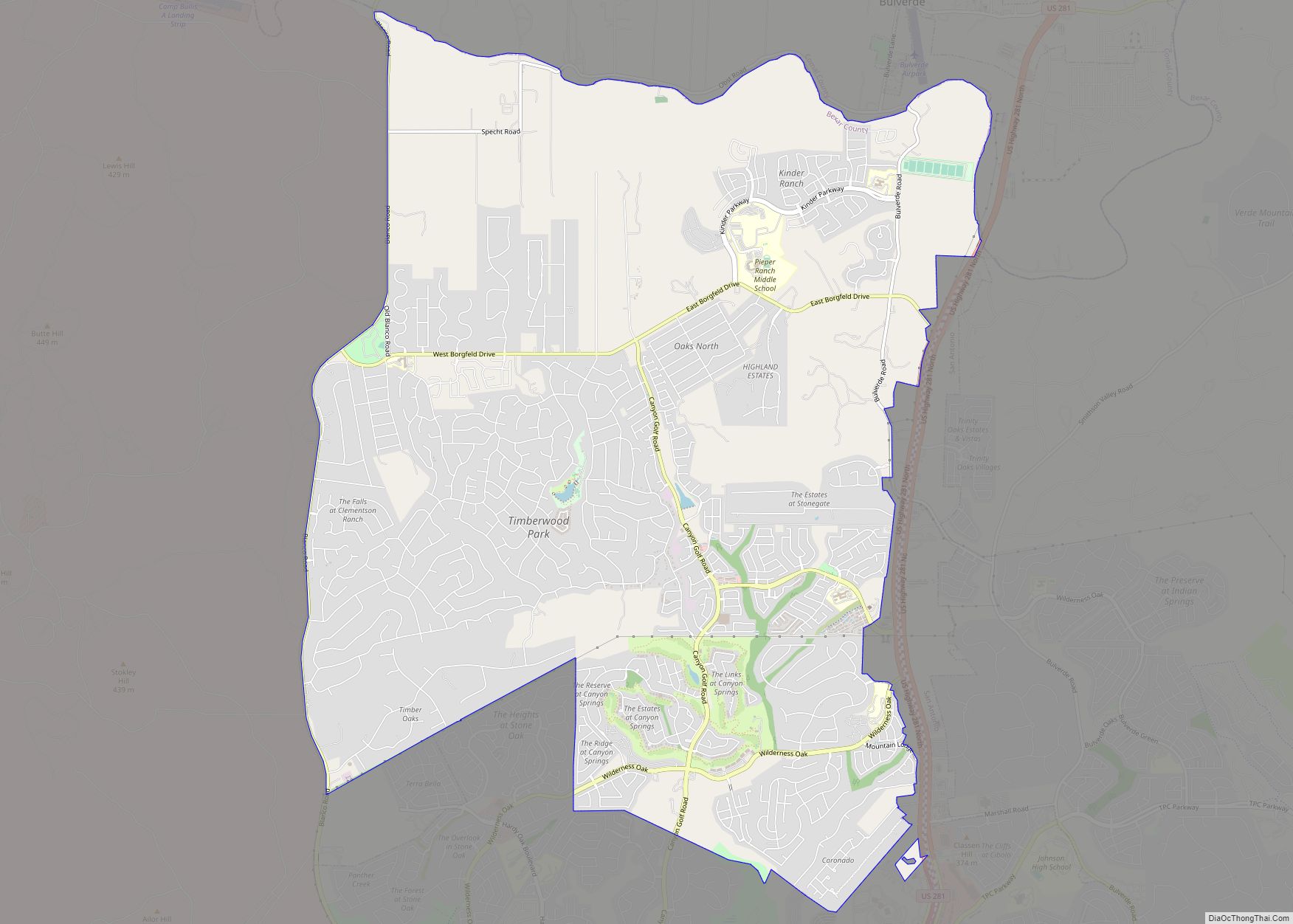 Map of Timberwood Park CDP