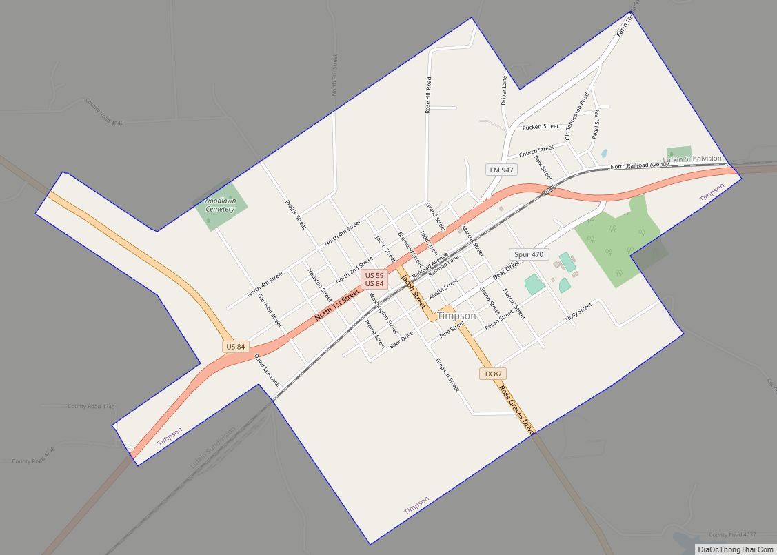 Map of Timpson city