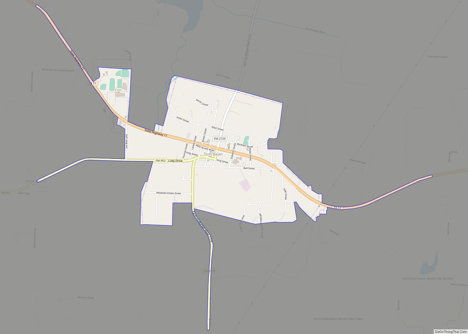 Map of Tom Bean city