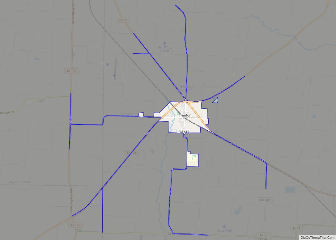 Map of Trenton city, Texas