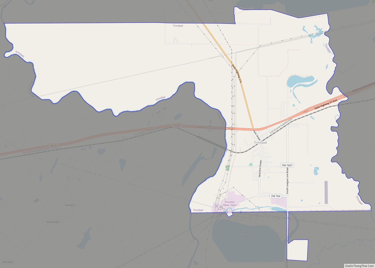 Map of Trinidad city, Texas