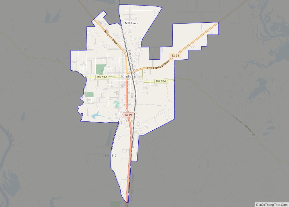 Map of Trinity city, Texas
