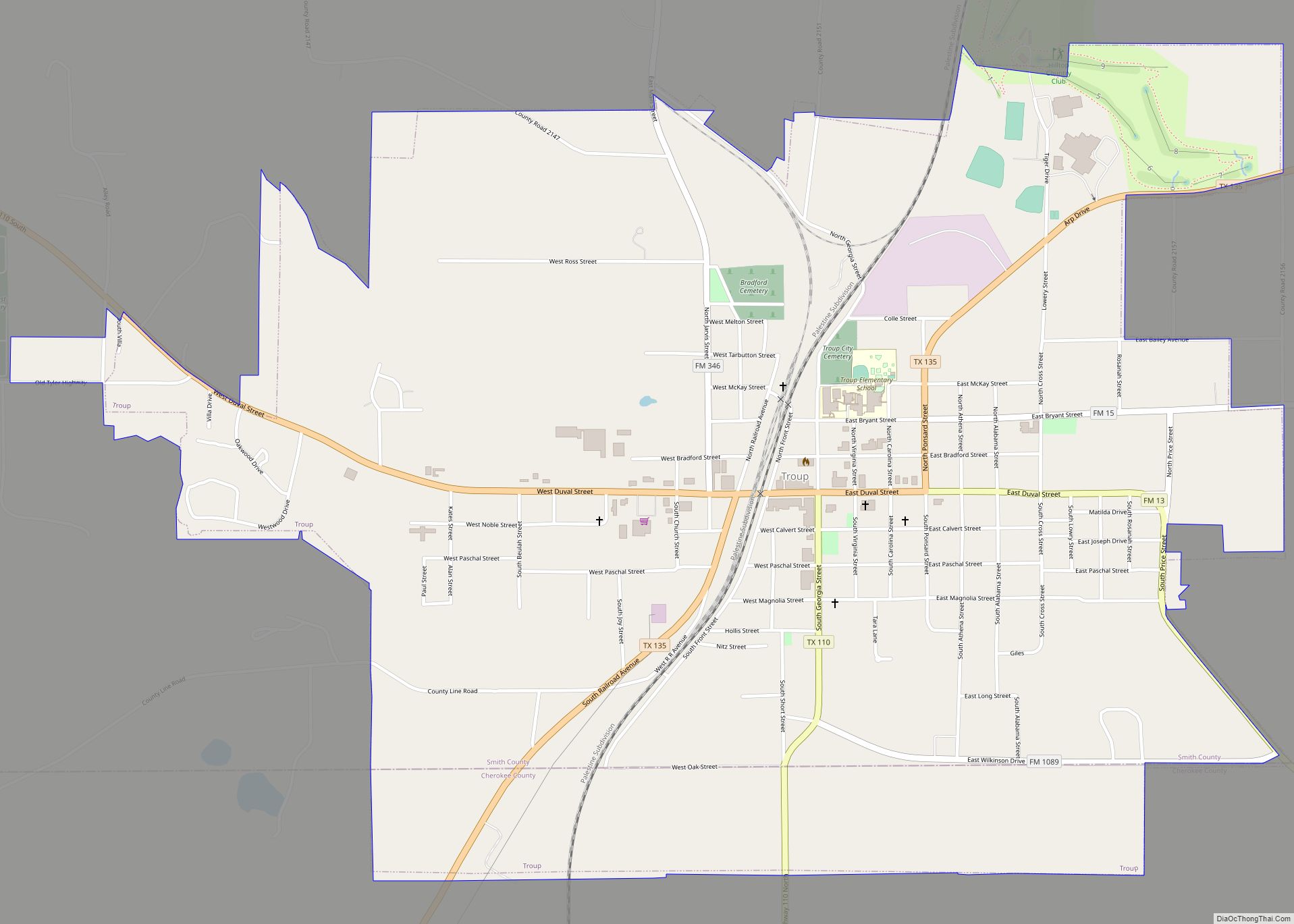 Map of Troup city