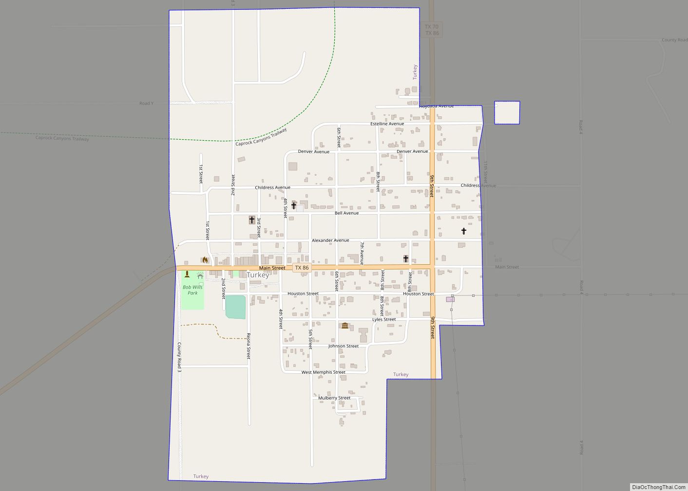 Map of Turkey city, Texas