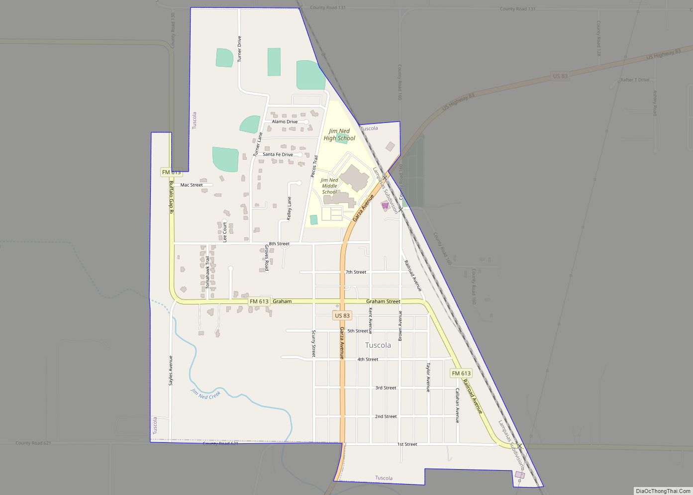 Map of Tuscola city, Texas