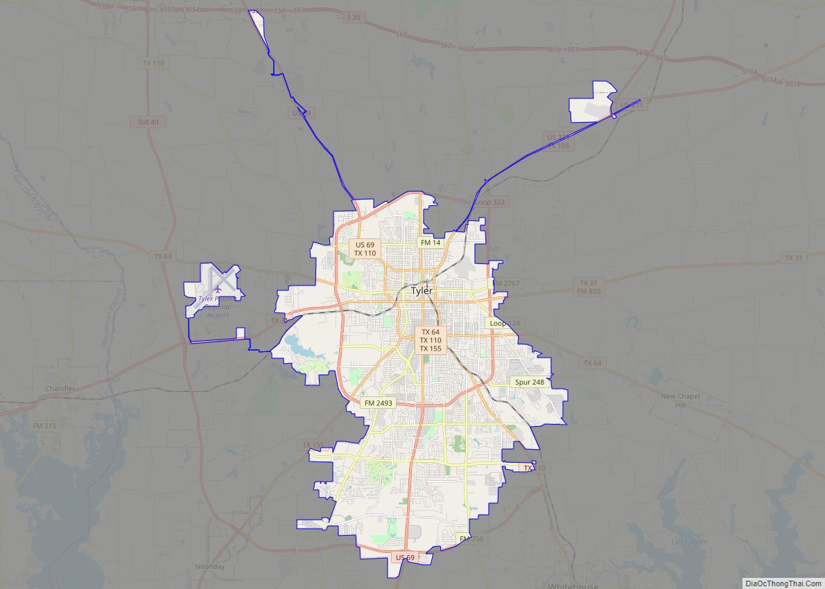 Map of Tyler city, Texas