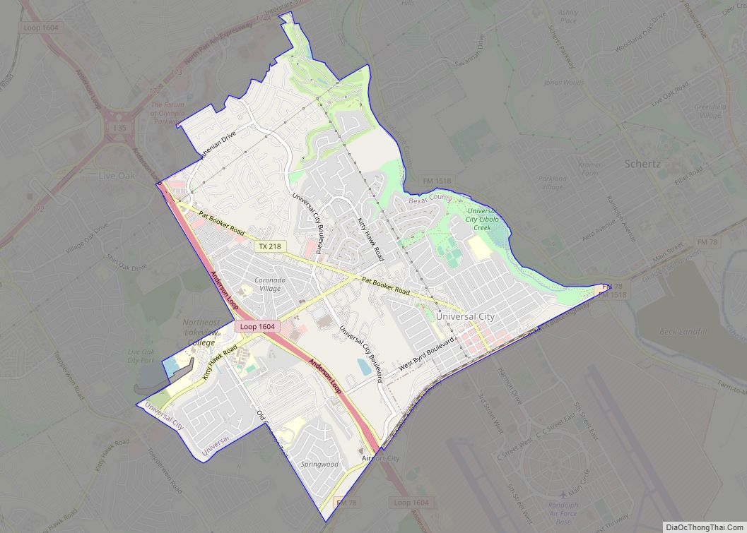 Map of Universal City city