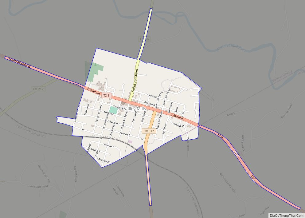 Map of Valley Mills city
