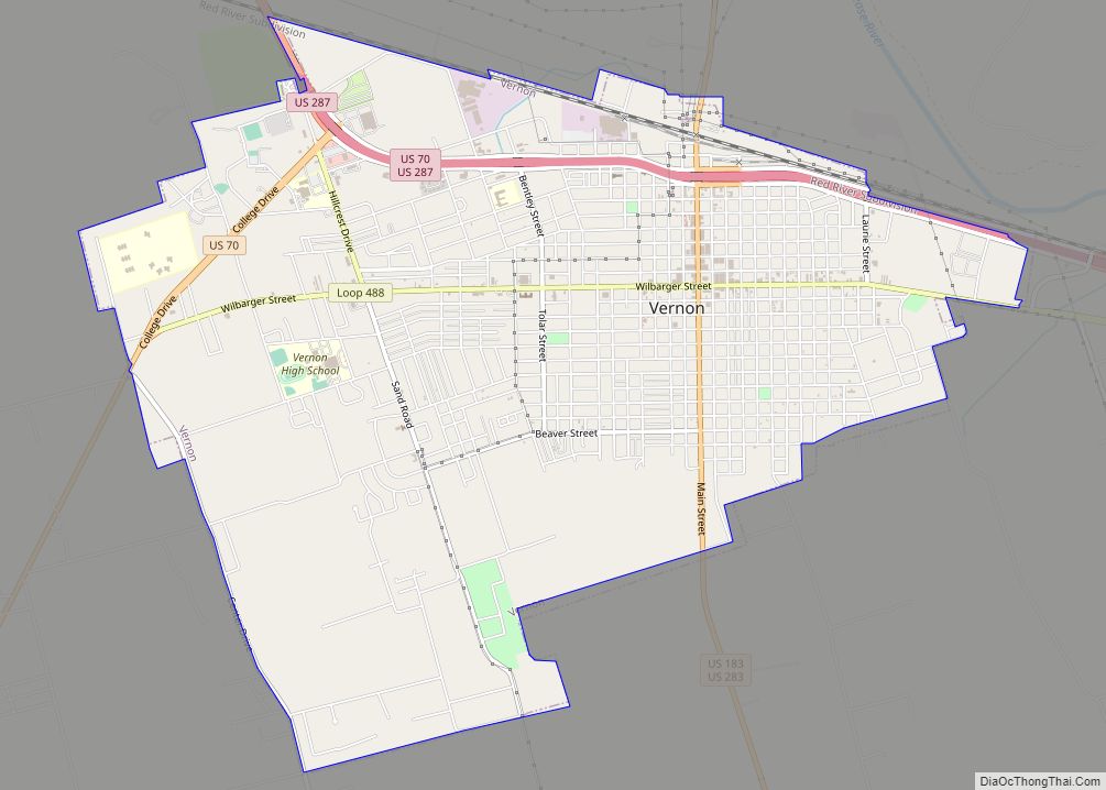 Map of Vernon city, Texas