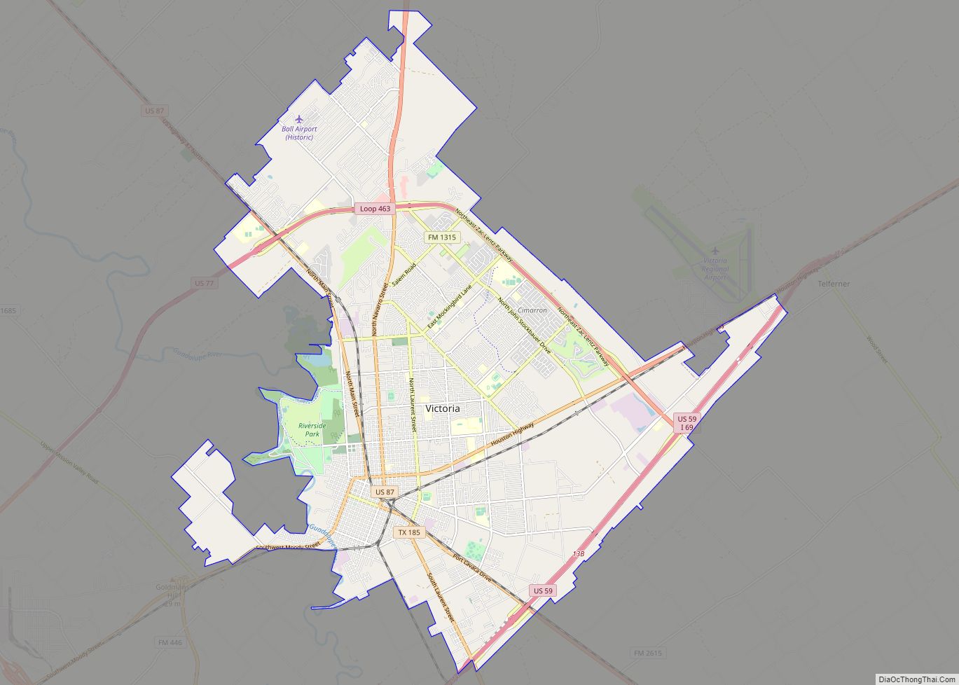 Map of Victoria city, Texas