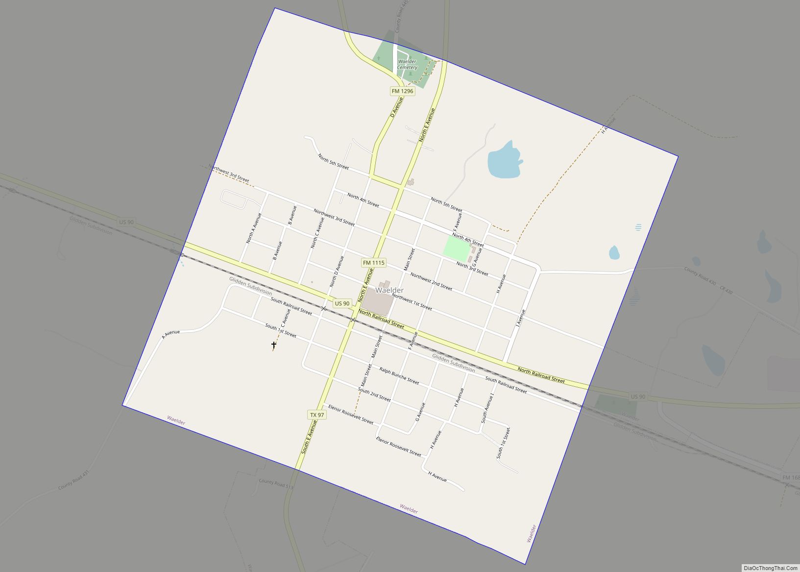 Map of Waelder city