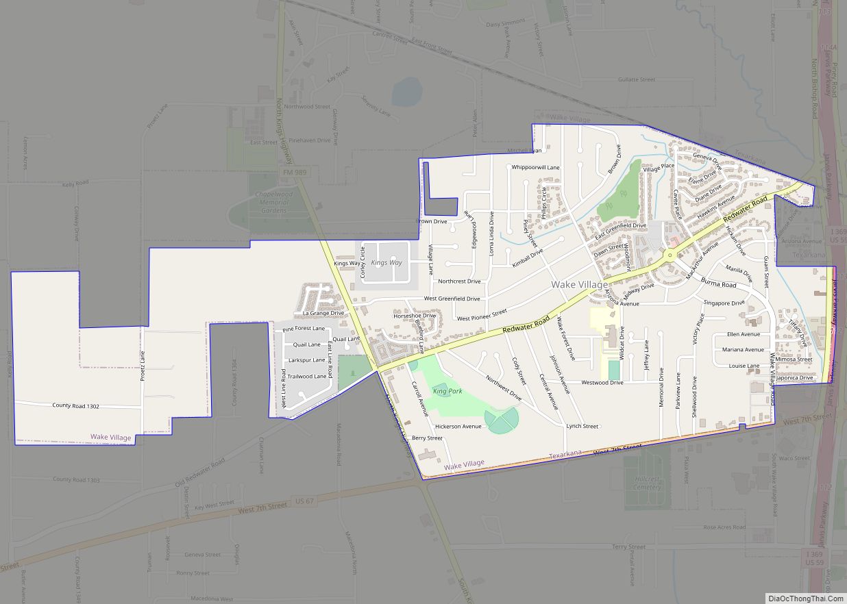 Map of Wake Village city