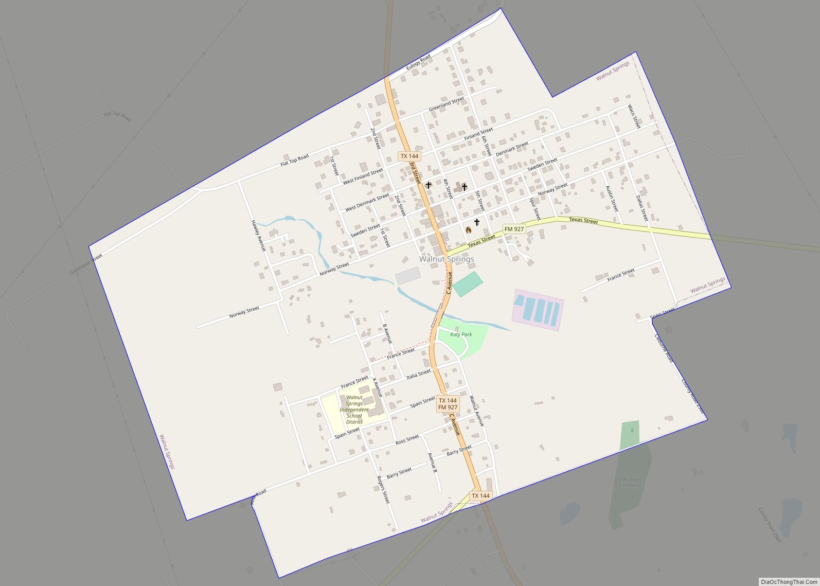 Map of Walnut Springs city