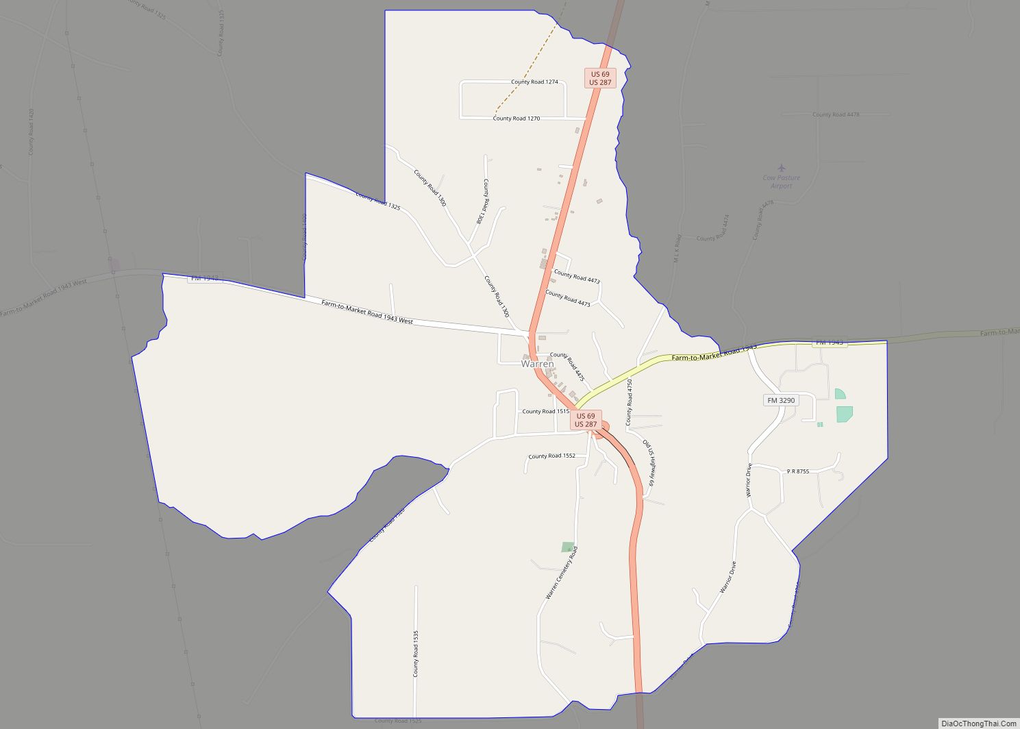 Map of Warren CDP, Texas